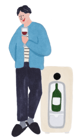グラス持った人