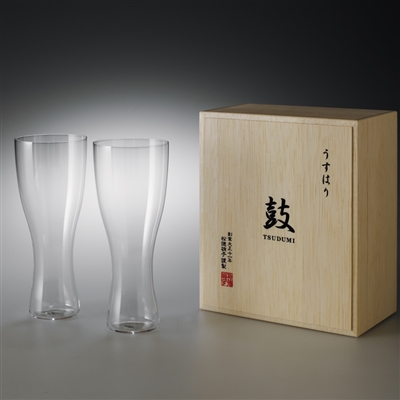 ◇◇うすはり 鼓 ﾋﾞｰﾙｸﾞﾗｽ(ﾋﾟﾙｽﾅｰ) 木箱2P 2941020